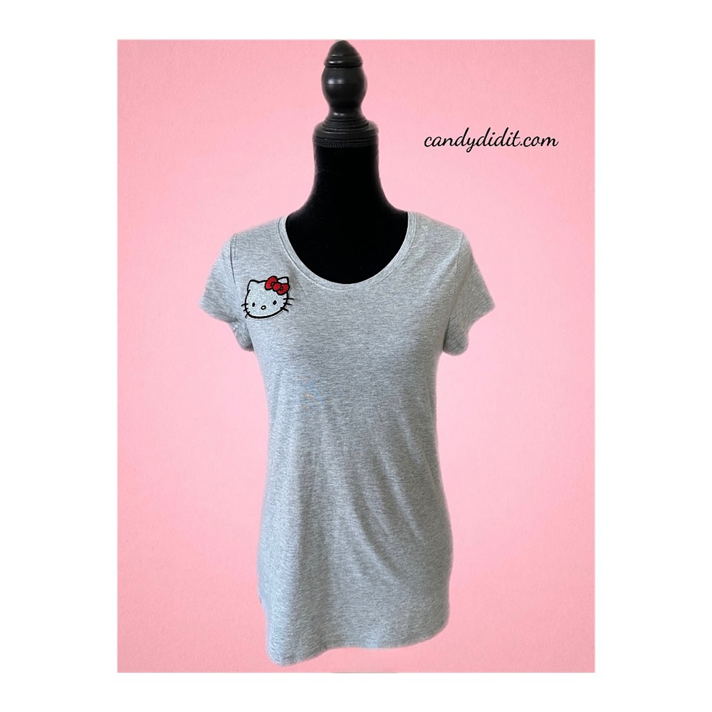 NWT Super Cute Handmade Hello Kitty Bright Pink Tee Shirt Size L (11-13)